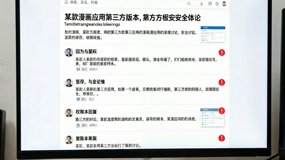 用户在论坛讨论禁漫天堂下载安装18第三方版本安全风险，评论区截图展示多条警告提示